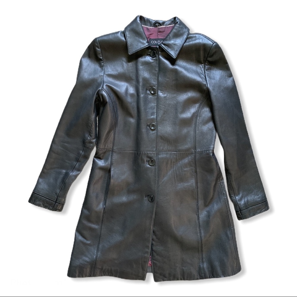 Couture by J. Park Black Leather Coat size M